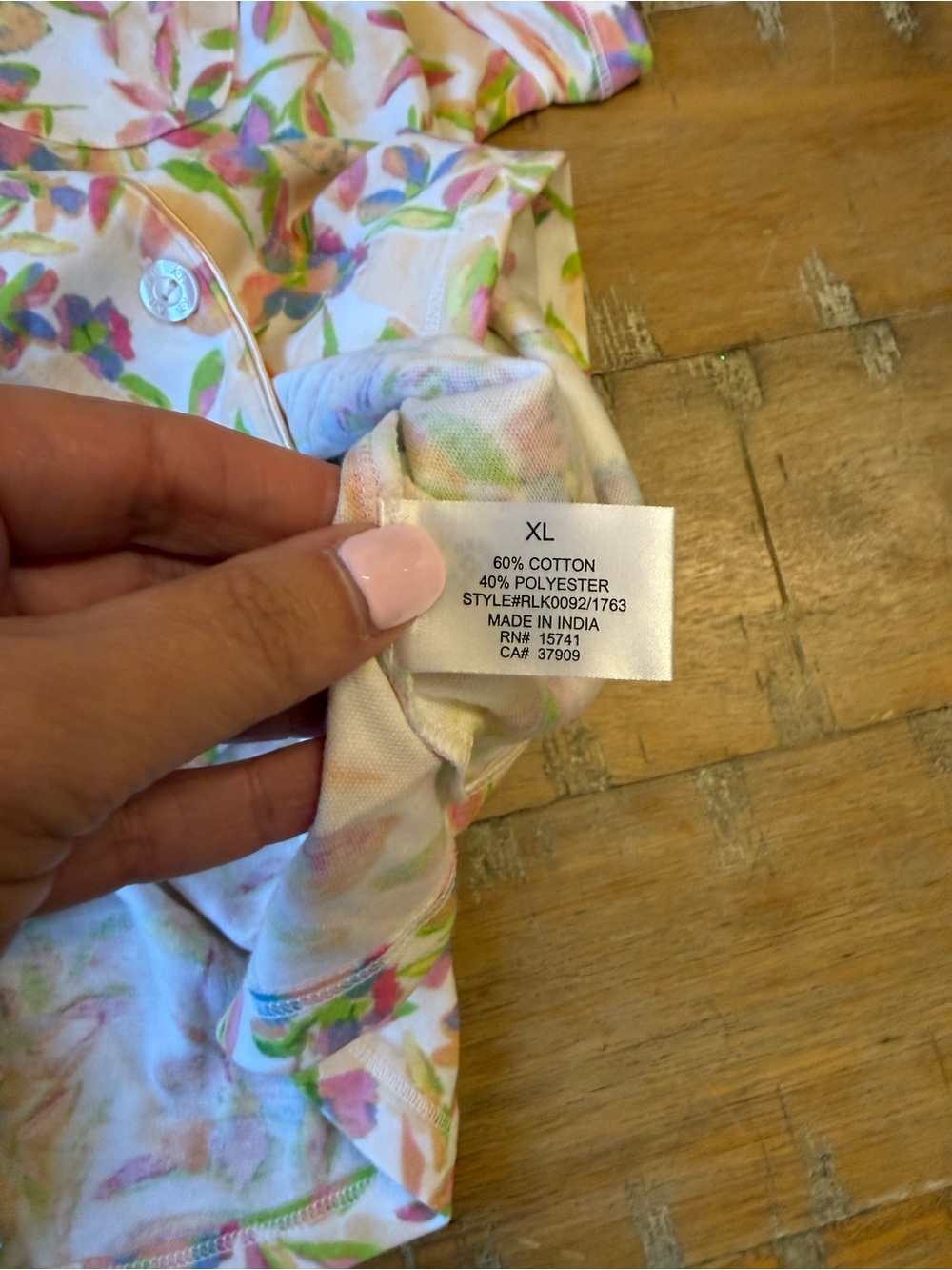 Karen Neuburger Floral Cotton Pajama Set in Pink, Green & Yellow - Picture 6 of 15
